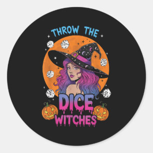 Sticker Rond Jeter Les Sorcières Dice Bunco Party Funny Hallowe