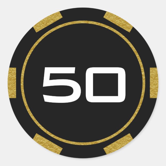 Sticker Rond Jeton de poker noir et or Numéro d'anniversaire de (Devant)