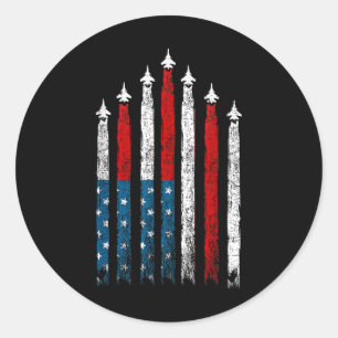 Sticker Rond Jets de chasse 4 juillet Drapeau américain Hommes