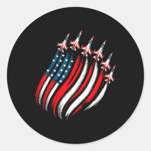 Sticker Rond Jets de combat drapeau patriotique Usa garçons hom