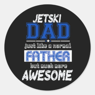 Sticker Rond Jetski Jet Ski Ski Papa Sports d'eau Drôle Cool