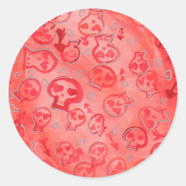 Sticker Rond Jette Rockit ! - Coeurs d'argent et crânes de sucr (Devant)