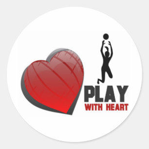 STICKER ROND JEU AVEC LE VOLLEYBALL DE COEUR