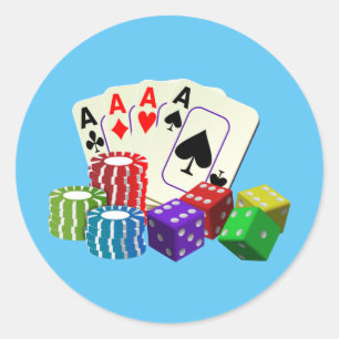 Sticker Rond Jeu Casino Dice Poker jetons Cartes art