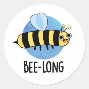 Sticker Rond Jeu d'abeilles long et drôle d'insectes long