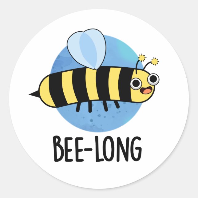 Sticker Rond Jeu d'abeilles long et drôle d'insectes long (Devant)