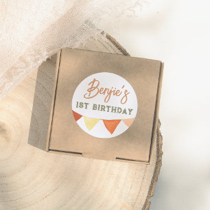 Sticker Rond Jeu d'Anniversaire de Boho dessiné à la main