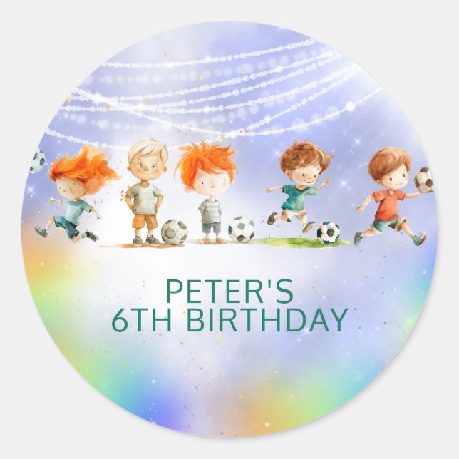 Sticker Rond Jeu d'anniversaire de football de football magique (Devant)