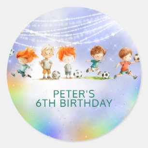 Sticker Rond Jeu d'anniversaire de football de football magique