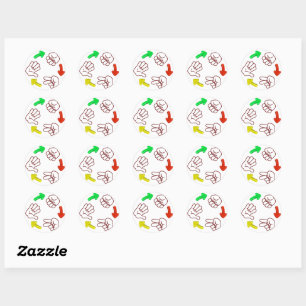 Sticker Rond Jeu de base sur les ciseaux de papier de roche