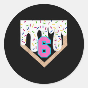Sticker Rond Jeu de baseball 6e anniversaire Accueil Plate Boys