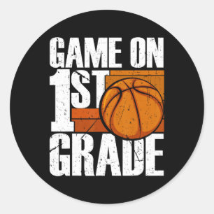 Sticker Rond Jeu De Basket De 1Ere Année Retour À L'École Premi