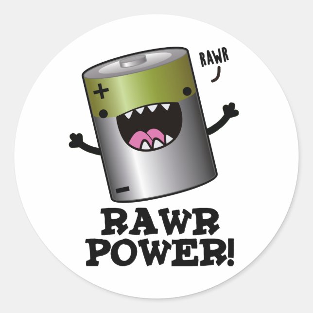 Sticker Rond Jeu de batterie Rawy Power Funny (Devant)