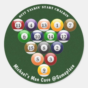 Sticker Rond Jeu de billard à huit balles en rack à 8 balles