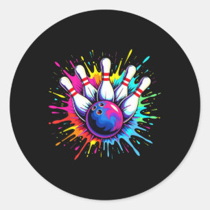 Sticker Rond Jeu de Bowling coloré Jour Bowling mignon Colorspl