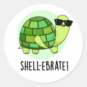 Sticker Rond Jeu de coquille amusant Tortoise Animal Pun