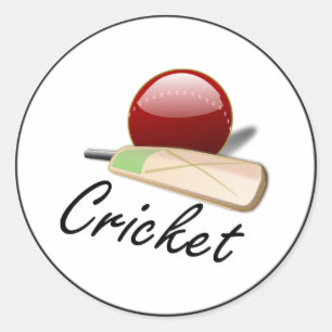 Sticker Rond Jeu de cricket, batte et balle, design populaire