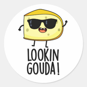 Sticker Rond Jeu de fromage amusant Gouda