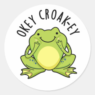 Sticker Rond Jeu de grenouille de l'oeuf Croak-ey drôle