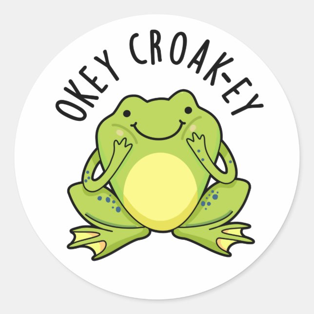 Sticker Rond Jeu de grenouille de l'oeuf Croak-ey drôle (Devant)