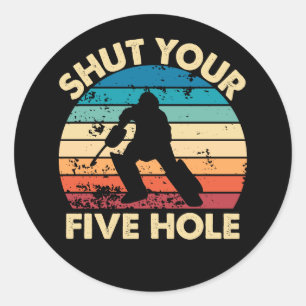 Sticker Rond Jeu de Hockey sur glace Funny Fermez vos cinq trou
