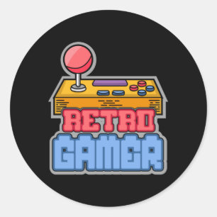 Sticker Rond Jeu de jeu Retro Gamer Console Vidéo Jeu cadeau