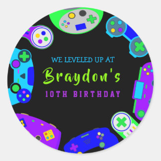 Sticker Rond JEU DE JEUX VIDÉO JEU Anniversaire Cadeau de fête 