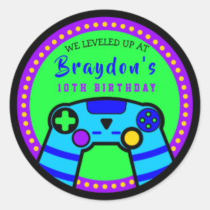 Sticker Rond JEU DE JEUX VIDÉO JEU Anniversaire Cadeau de fête 