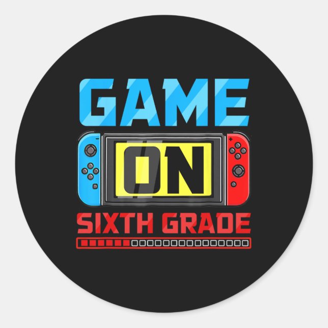 Sticker Rond Jeu De Joueur De Sixième Année Retour À L'École Pr (Devant)