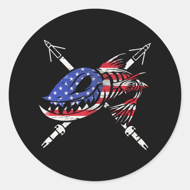 Sticker Rond Jeu de la liberté de la pêche États-Unis Grand (Devant)