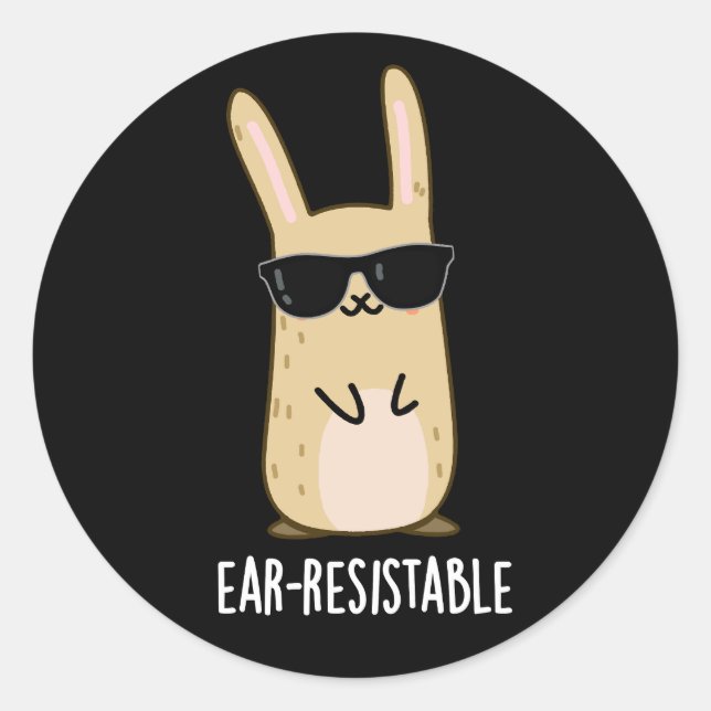 Sticker Rond Jeu de lapin lapin drôle résistant à l'oreille Jeu (Devant)