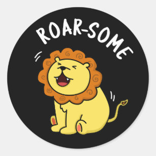 Sticker Rond Jeu de Lion grinçant rôti rond gris foncé