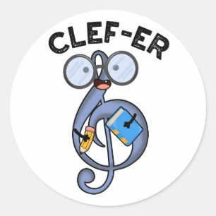 Sticker Rond Jeu de mots drôle Clef-er sur la musique 