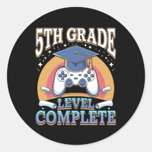 Sticker Rond Jeu de niveau 5e année de fin d'études Gamer