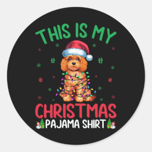 Sticker Rond Jeu de Noël de Chien de Père Noël Apooon pâle Paj