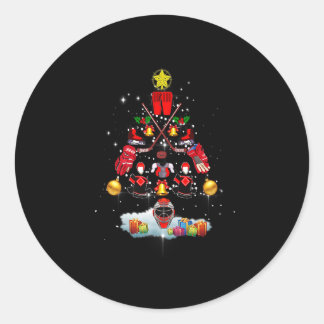Sticker Rond Jeu de Noël de hockey sur glace Arbre de Noël Drôl