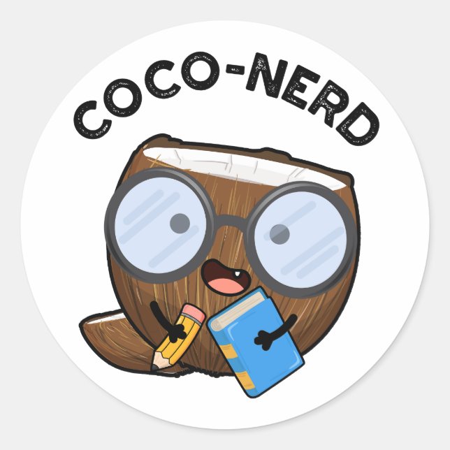 Sticker Rond Jeu de noix de coco nerd (Devant)