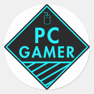 Sticker Rond jeu de PC (bleu)
