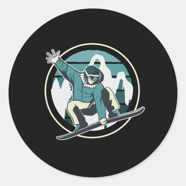 STICKER ROND JEU DE PLANCHE À NEIGE (Devant)