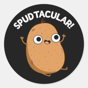 Sticker Rond Jeu de pomme de terre amusant Spudtacular BG foncé