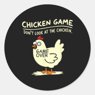 Sticker Rond Jeu De Poulet Ne Regarde Pas Le Poulet