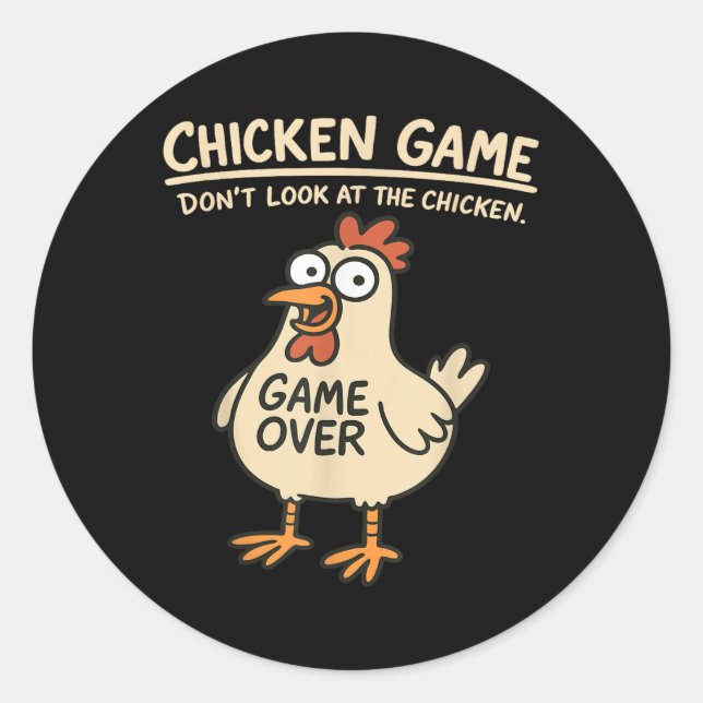 Sticker Rond Jeu De Poulet Ne Regarde Pas Le Poulets Drôle De P (Devant)