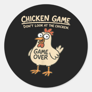 Sticker Rond Jeu De Poulet Ne Regarde Pas Le Poulets Drôle De P
