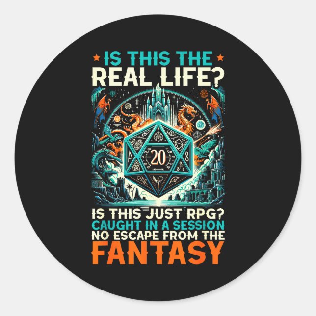 Sticker Rond Jeu de rôle Rpg Master D20 Tabletop Drôle Rp (Devant)