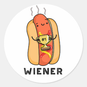 Sticker Rond Jeu de saucisse drôle Wiener