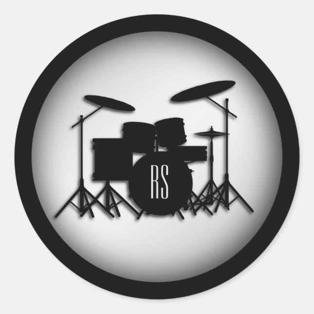 Sticker Rond Jeu de tambour Monogramme Argent (Devant)