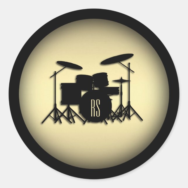 Sticker Rond Jeu de tambour monogramme or (Devant)