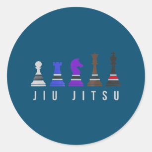 Sticker Rond jeu d'échec jiu jitsu, cadeau bjj avec texte.