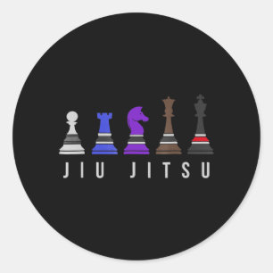 Sticker Rond jeu d'échec jiu jitsu, cadeau bjj avec texte.