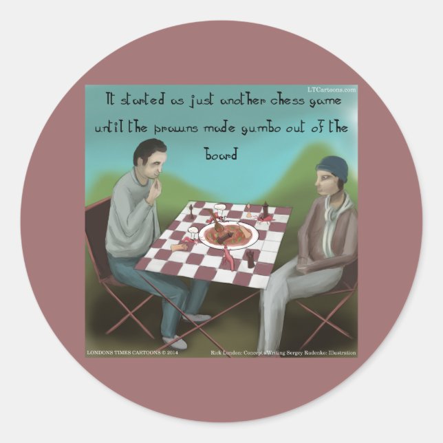 Sticker Rond Jeu d'échecs cajun drôle de dessin animé (Devant)